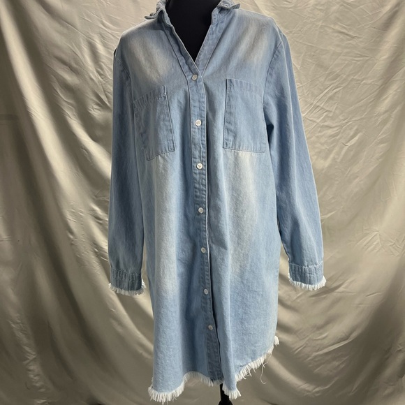 Zilcremo Tops - Zilcremo Light Blue Denim Long Sleeve Shirt Dress Large